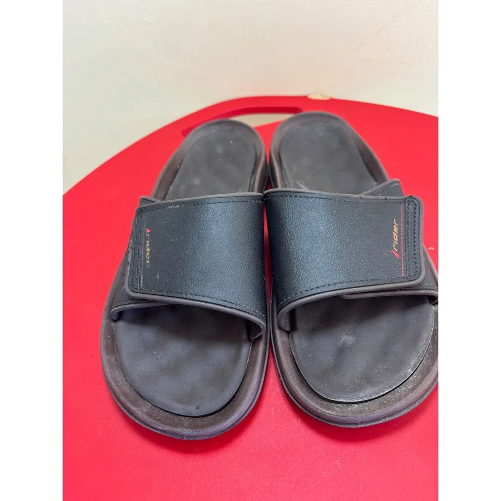 Rider Soft Dry Mens Slide Sandals Black Adjustable‎ Strap Size 12 Made in Brazil